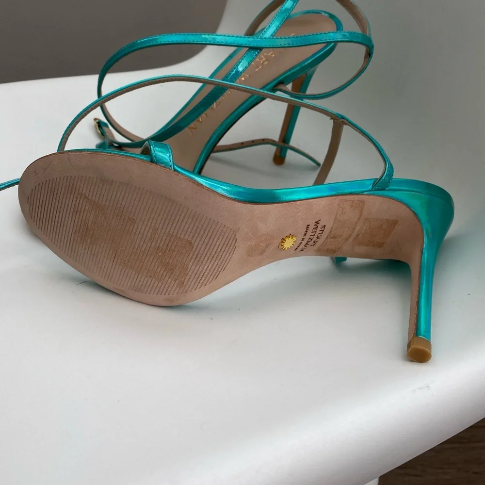 stuart weitzman women’s barelynude 100 heels green size 7 party special event